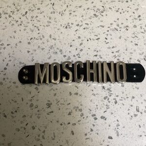 Vintage Moschino *AUTHENTIC* Letter Bracelet first generation  leather silver